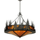 Meyda Lighting Bear at Dusk 58" 12-Light Textured Black Inverted Pendant Light With Amber Mica Shade Glass