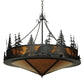 Meyda Lighting Bear at Dusk 58" 12-Light Textured Black Inverted Pendant Light With Amber Mica Shade Glass