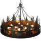 Meyda Lighting Bear at Dusk 58" 12-Light Textured Black Inverted Pendant Light With Amber Mica Shade Glass