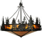 Meyda Lighting Bear at Dusk 58" 12-Light Textured Black Inverted Pendant Light With Amber Mica Shade Glass