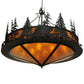 Meyda Lighting Bear at Dusk 58" 12-Light Textured Black Inverted Pendant Light With Amber Mica Shade Glass
