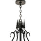 Meyda Lighting Bear at Dusk 58" 12-Light Textured Black Inverted Pendant Light With Amber Mica Shade Glass