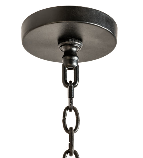 Meyda Lighting Bear at Dusk 58" 12-Light Textured Black Inverted Pendant Light With Amber Mica Shade Glass