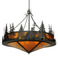 Meyda Lighting Bear at Dusk 58" 12-Light Textured Black Inverted Pendant Light With Amber Mica Shade Glass