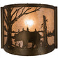 Meyda Lighting Bear at Lake 10" Antique Copper Wall Sconce With Silver Mica Shade Glass