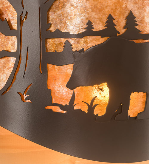 Meyda Lighting Bear at Lake 12" 2-Light Timeless Bronze Wall Sconce With Amber Mica Shade Glass