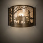 Meyda Lighting Bear at Lake 12" Antique Copper Finish Wall Sconce With Silver Mica Shade Glass
