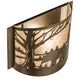 Meyda Lighting Bear at Lake 12" Antique Copper Finish Wall Sconce With Silver Mica Shade Glass