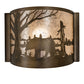 Meyda Lighting Bear at Lake 12" Antique Copper Finish Wall Sconce With Silver Mica Shade Glass
