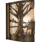 Meyda Lighting Bear at Lake 12" Antique Copper Finish Wall Sconce With Silver Mica Shade Glass