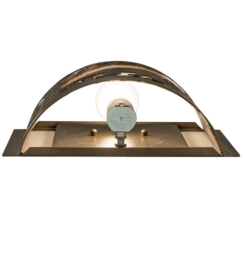 Meyda Lighting Bear at Lake 12" Antique Copper Finish Wall Sconce With Silver Mica Shade Glass