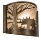 Meyda Lighting Bear at Lake 12" Antique Copper Finish Wall Sconce With Silver Mica Shade Glass