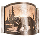 Meyda Lighting Bear at Lake 12" Brown Bronze Left Wall Sconce With Silver Mica Shade Glass