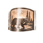 Meyda Lighting Bear at Lake 12" Brown Bronze Right Wall Sconce With Silver Mica Shade Glass