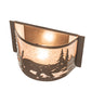 Meyda Lighting Bear at Lake 12" Brown Bronze Right Wall Sconce With Silver Mica Shade Glass