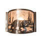 Meyda Lighting Bear at Lake 12" Brown Bronze Right Wall Sconce With Silver Mica Shade Glass