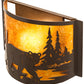 Meyda Lighting Bear at Lake 12" Timeless Bronze Right Wall Sconce With Amber Mica Shade Glass