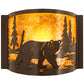 Meyda Lighting Bear at Lake 12" Timeless Bronze Right Wall Sconce With Amber Mica Shade Glass