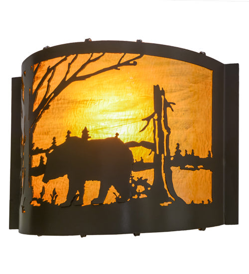 Meyda Lighting Bear at Lake 12" Timeless Bronze Wall Sconce With Honey Art Shade