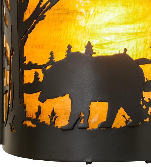Meyda Lighting Bear at Lake 12" Timeless Bronze Wall Sconce With Honey Art Shade