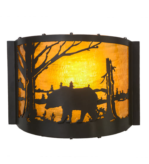Meyda Lighting Bear at Lake 12" Timeless Bronze Wall Sconce With Honey Art Shade