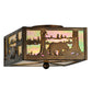 Meyda Lighting Bear at Lake 15" 2-Light Antique Copper Flush Mount Light With Beige Iridescent Shade Glass