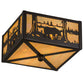 Meyda Lighting Bear at Lake 15" 2-Light Timeless Bronze Flush Mount Light With Beige Iridescent Shade Glass