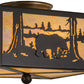 Meyda Lighting Bear at Lake 15" 2-Light Timeless Bronze Flush Mount Light With Beige Iridescent Shade Glass
