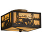 Meyda Lighting Bear at Lake 15" 2-Light Timeless Bronze Flush Mount Light With Beige Iridescent Shade Glass