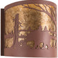 Meyda Lighting Bear at Lake 16" 2-Light Rust Wall Sconce With Amber Mica Shade Glass