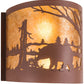 Meyda Lighting Bear at Lake 16" 2-Light Rust Wall Sconce With Amber Mica Shade Glass