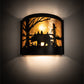 Meyda Lighting Bear at Lake 16" 2-Light Textured Black Wall Sconce With Amber Mica Shade Glass