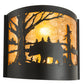 Meyda Lighting Bear at Lake 16" 2-Light Textured Black Wall Sconce With Amber Mica Shade Glass