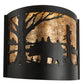 Meyda Lighting Bear at Lake 16" 2-Light Textured Black Wall Sconce With Amber Mica Shade Glass
