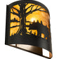 Meyda Lighting Bear at Lake 16" 2-Light Textured Black Wall Sconce With Amber Mica Shade Glass