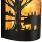 Meyda Lighting Bear at Lake 16" 2-Light Textured Black Wall Sconce With Amber Mica Shade Glass