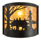 Meyda Lighting Bear at Lake 16" 2-Light Textured Black Wall Sconce With Amber Mica Shade Glass
