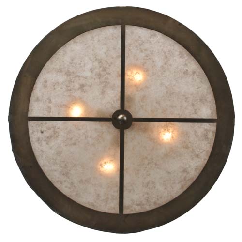 Meyda Lighting Bear at Lake 21" 4-Light Antique Copper Inverted Pendant Light With Silver Mica Shade Glass