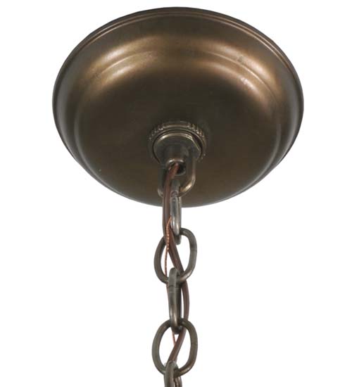 Meyda Lighting Bear at Lake 21" 4-Light Antique Copper Inverted Pendant Light With Silver Mica Shade Glass