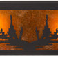 Meyda Lighting Bear at Lake 24" 4-Light Flat Black Vanity Light With Amber Mica Shade Glass