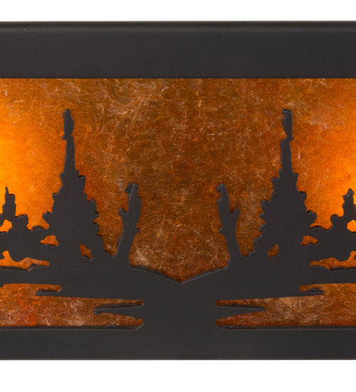 Meyda Lighting Bear at Lake 24" 4-Light Flat Black Vanity Light With Amber Mica Shade Glass