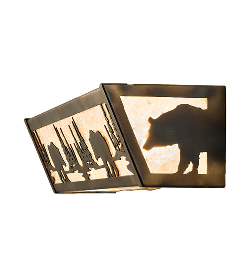 Meyda Lighting Bear at Lake 24" 4-Light Light Burnished Antique Copper Vanity Light With Silver Mica Shade Glass