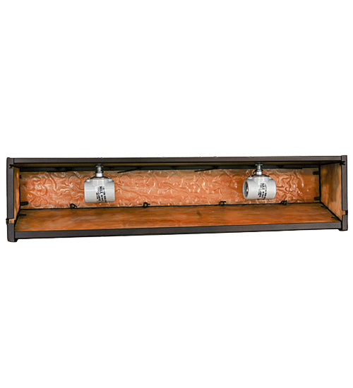 Meyda Lighting Bear at Lake 24" 4-Light Mahogany Bronze Vanity Light With Beige Art Shade Glass
