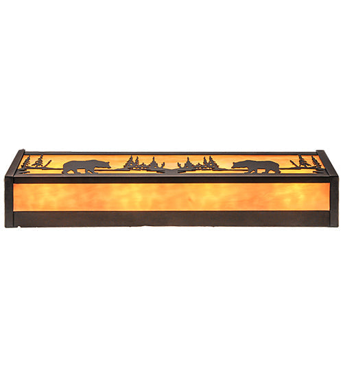 Meyda Lighting Bear at Lake 24" 4-Light Mahogany Bronze Vanity Light With Beige Art Shade Glass