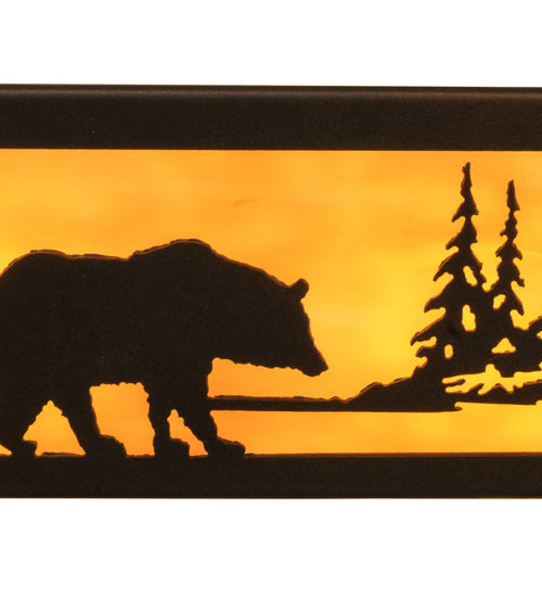 Meyda Lighting Bear at Lake 24" 4-Light Mahogany Bronze Vanity Light With Beige Art Shade Glass