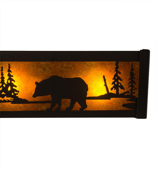 Meyda Lighting Bear at Lake 24" 4-Light Oil Rubbed Bronze Vanity Light With Amber Mica Shade Glass