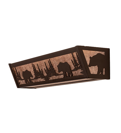 Meyda Lighting Bear at Lake 24" 4-Light Oil Rubbed Bronze Vanity Light With Silver Mica Shade Glass