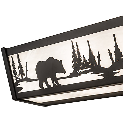 Meyda Lighting Bear at Lake 24" 4-Light Oil Rubbed Bronze Vanity Light With White Art Shade Glass