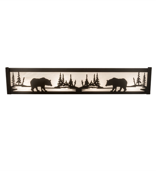 Meyda Lighting Bear at Lake 24" 4-Light Oil Rubbed Bronze Vanity Light With White Art Shade Glass