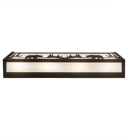 Meyda Lighting Bear at Lake 24" 4-Light Oil Rubbed Bronze Vanity Light With White Art Shade Glass